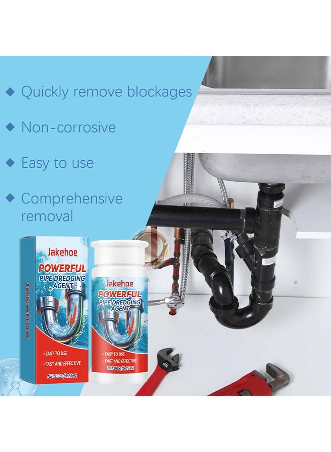 Jakehoe Pipe Dredging Agent, Sewer Deodoriser Pipe Unblocker, Drain Clog Remover And Cleaner, Toilet, Kitchen, Bathroom Drain Cleaning Agent, Quick Unclogging Sewer Cleaner, Convenient To Use, Quick To Unclog 150G - Image 2