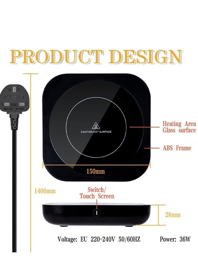 TRASSLE Coffee Cup Heater, Cup Heater, Thermostatic Mug Warmer for Desk, 3 Heat Settings, 4H Auto Shut Off, Efficient Heats Up Quickly Coffee Cup Warmer for Home and Office - Image 2