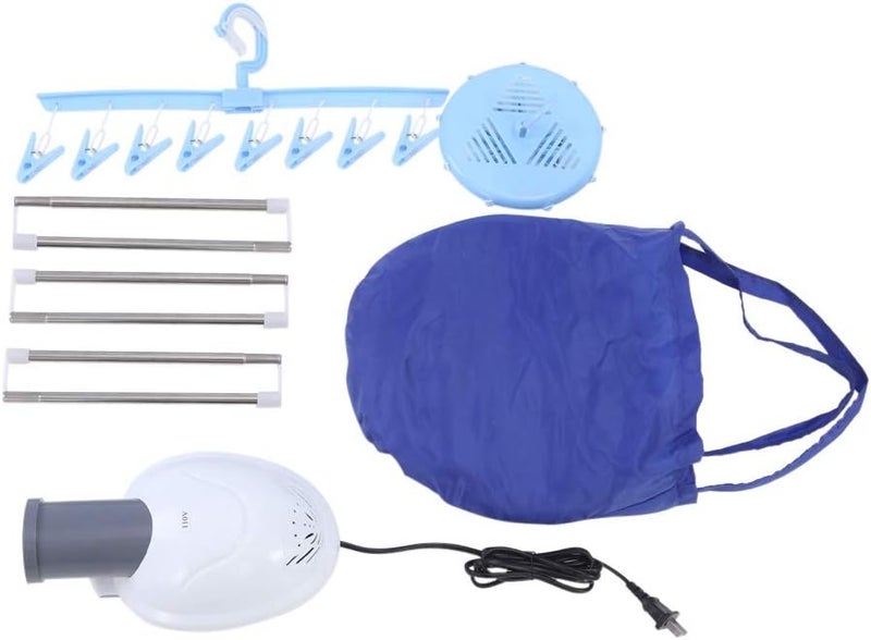 klarako Portable Clothes Dryer Laundry Dryer Machine Electric Folding Fast Clothing Drying Heater 800W with Rack for Home Dormitory Laundry Blue - Image 2