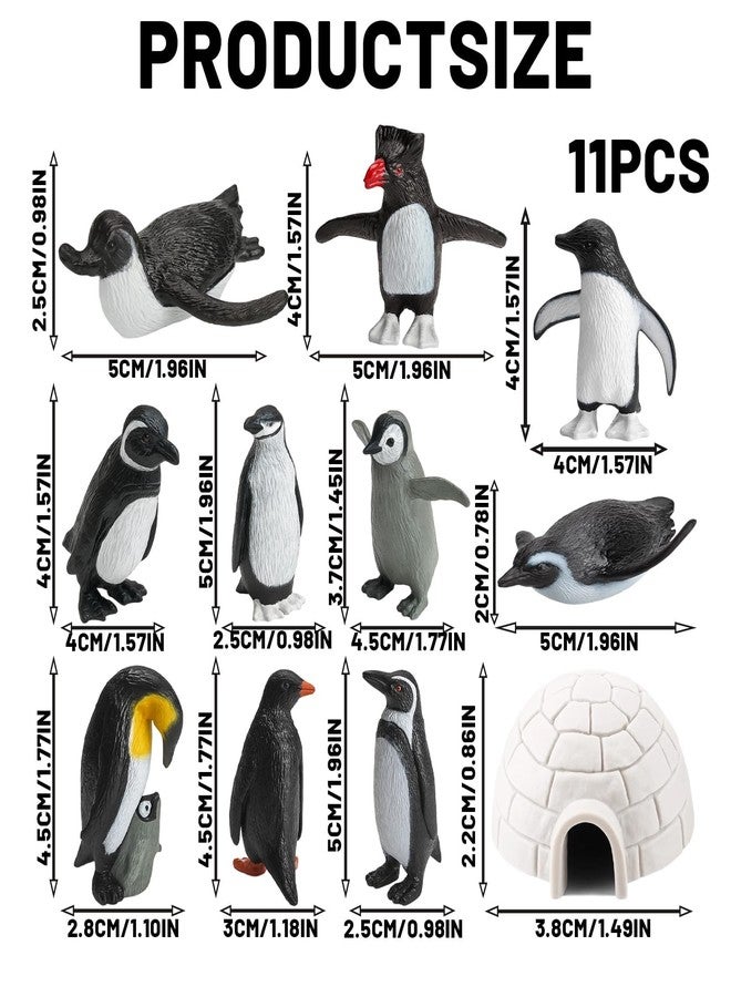 مجموعة 11 قطعة من تماثيل البطريق والحيوانات، ألعاب حيوانات برية لشخصيات القطب الجنوبي، مجموعة حيوانات مع زينة كعكة على شكل كوخ إسكيمو - Image 5