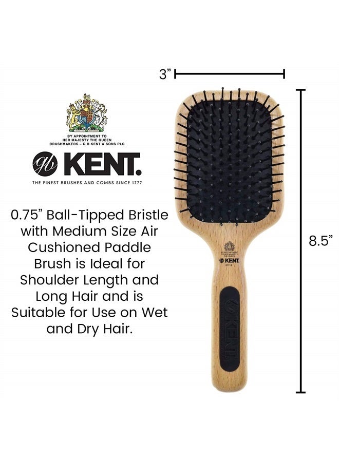 KENT فرشاة شعر كينت PF18 متوسطة الوسادة، فرشاة فك تشابك الشعر الناعم لتسريح الشعر الطويل والكثيف والمجعد، محفز لفروة الرأس ونمو الشعر، فرشاة فك تشابك الشعر الرطب أو الجاف. مصنوعة في إنجلترا