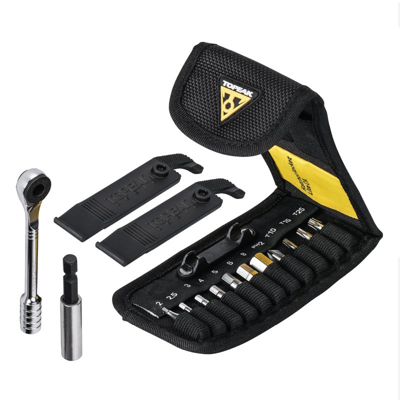 TOPEAK أداة إصلاح وصيانة الدراجات توبيك راتشيت روكيت لايت DX، 16 وظيفة، تشمل حقيبة نايلون، سوداء - Image 1