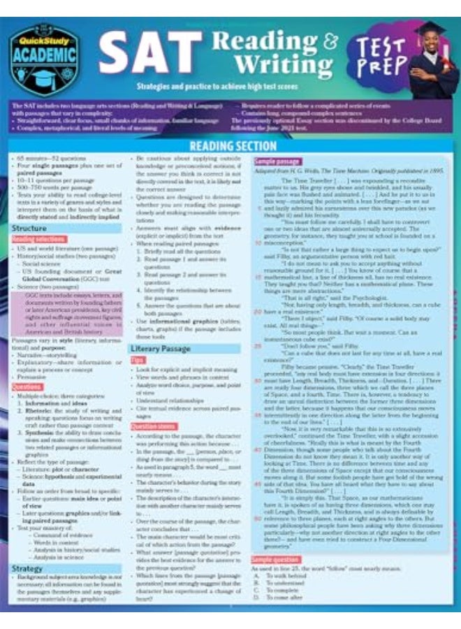 Sat Reading & Writing Test Prep: A Quickstudy Laminated Reference Guide