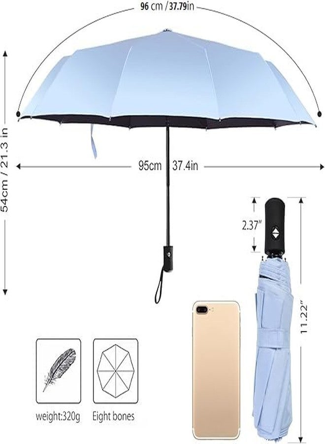NILKANTH Windproof Travel Umbrella - Automatic Open Close, UV Protection, Compact Folding Portable Umbrella for Rain & Sun (Sky Blue) - Image 2