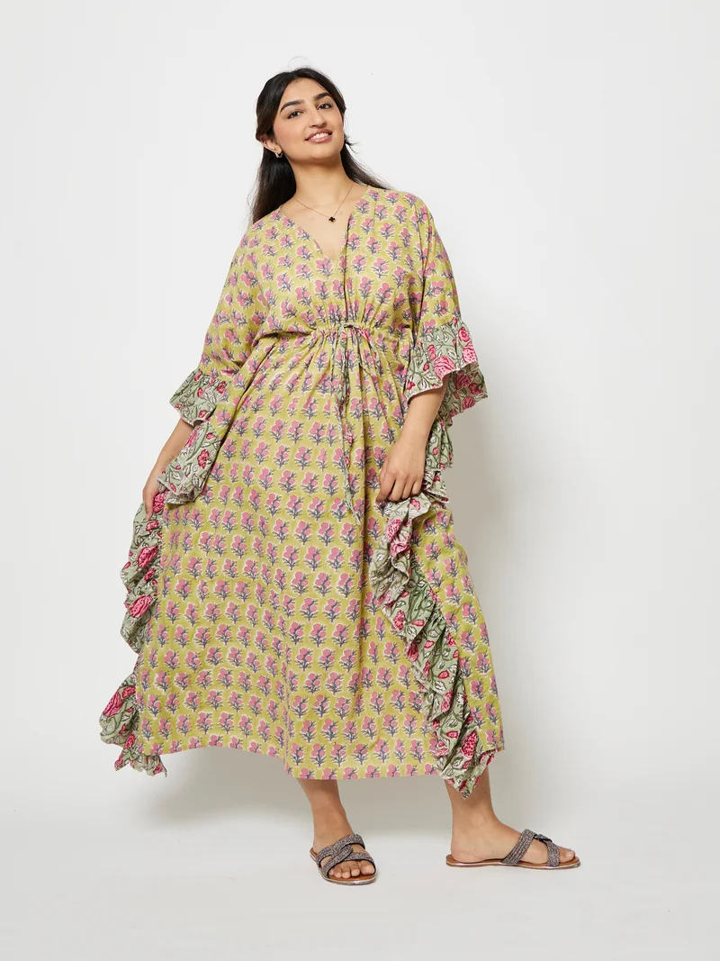 Kyshmysh  ZARIA FRILL CAFTAN for Women | Best Price UAE