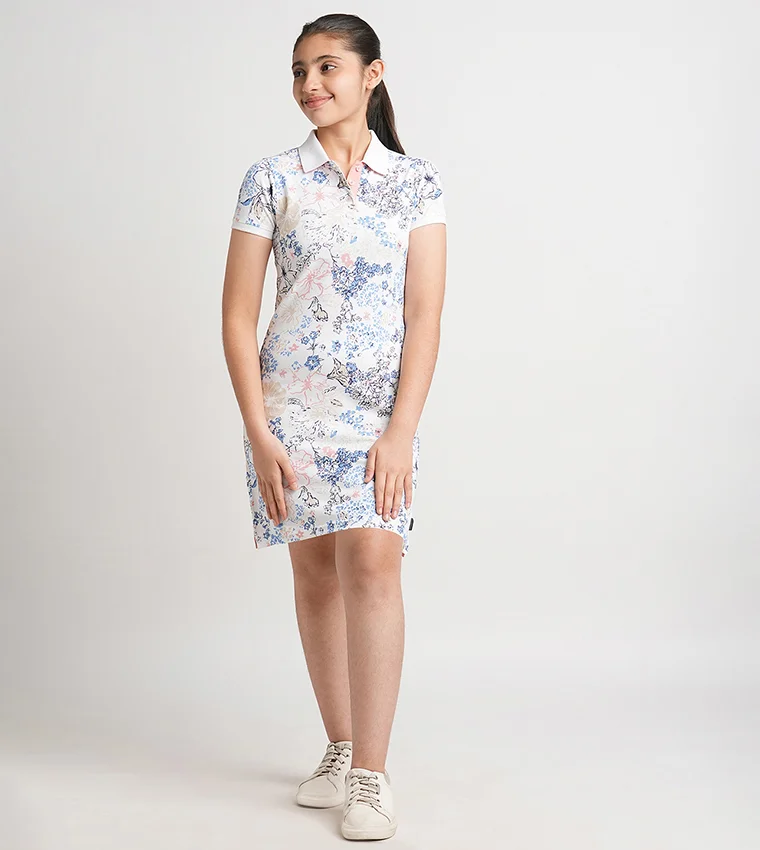 بيفرلي هيلز بولو كلوب فستان قصير بأكمام مطبوعة