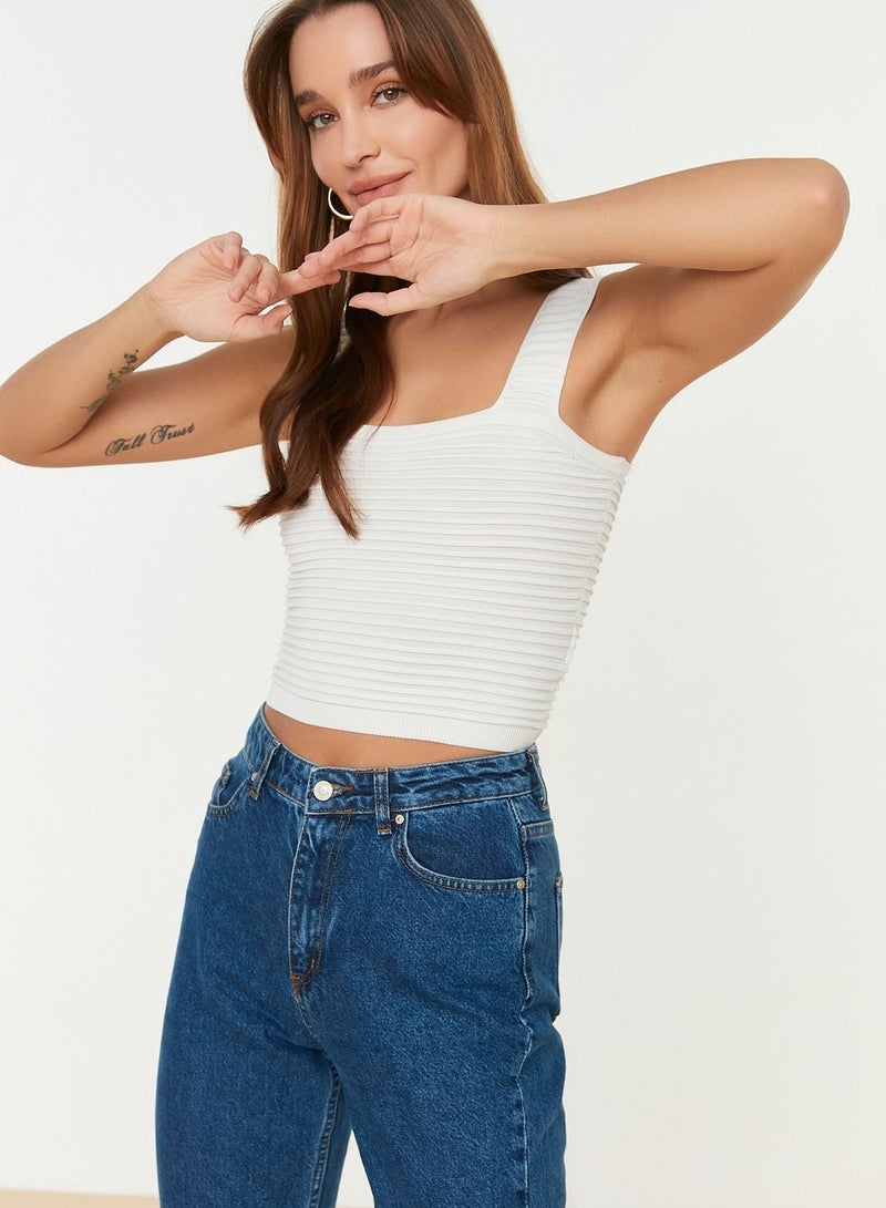 trendyol Square Neck Knitted Crop Top  - Image 1