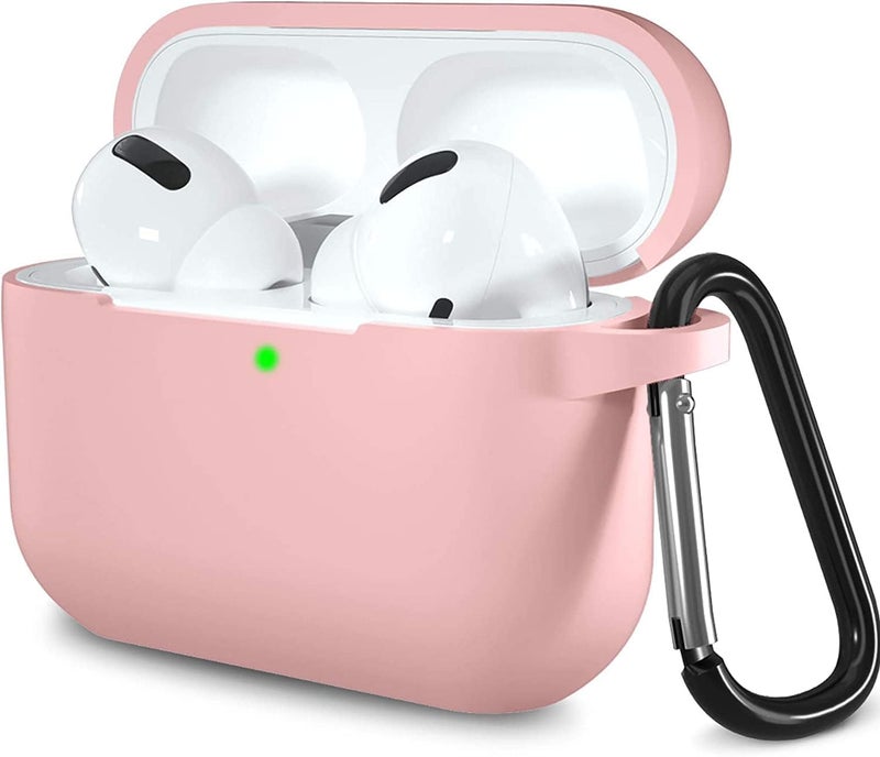 Lerobo غطاء متوافق مع علبة Apple AirPods Pro، غطاء واقي من السيليكون قابل للغسل ومضاد للصدمات لعلبة Airpod Pro 2 يدعم الشحن اللاسلكي مع مشبك، LED أمامي مرئي، وردي - Image 1
