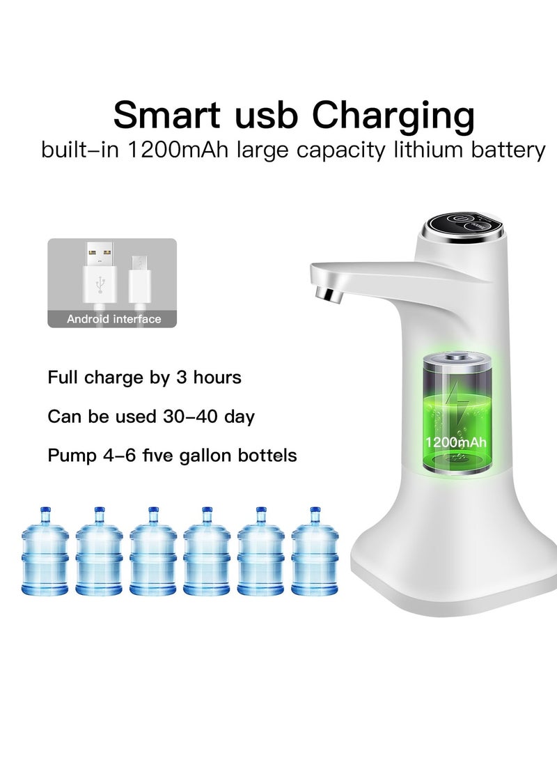 2-in-1 Portable Water Dispenser Pump for 5 Gallon Jugs - Ideal for Home, Office & Outdoor Use (Silver/White)