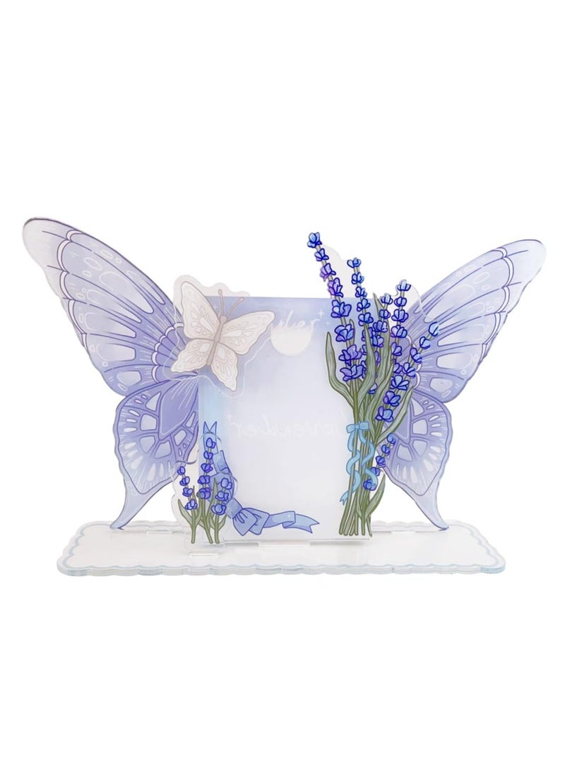 KASTWAVE Detachable Acrylic Kpop Photocard Holder Kpop Photocard Desktop Display Stand with Decorative Accessories Korea Photo Frame Acrylic Idol Star Chasing Standing Frame Purple  - Image 1