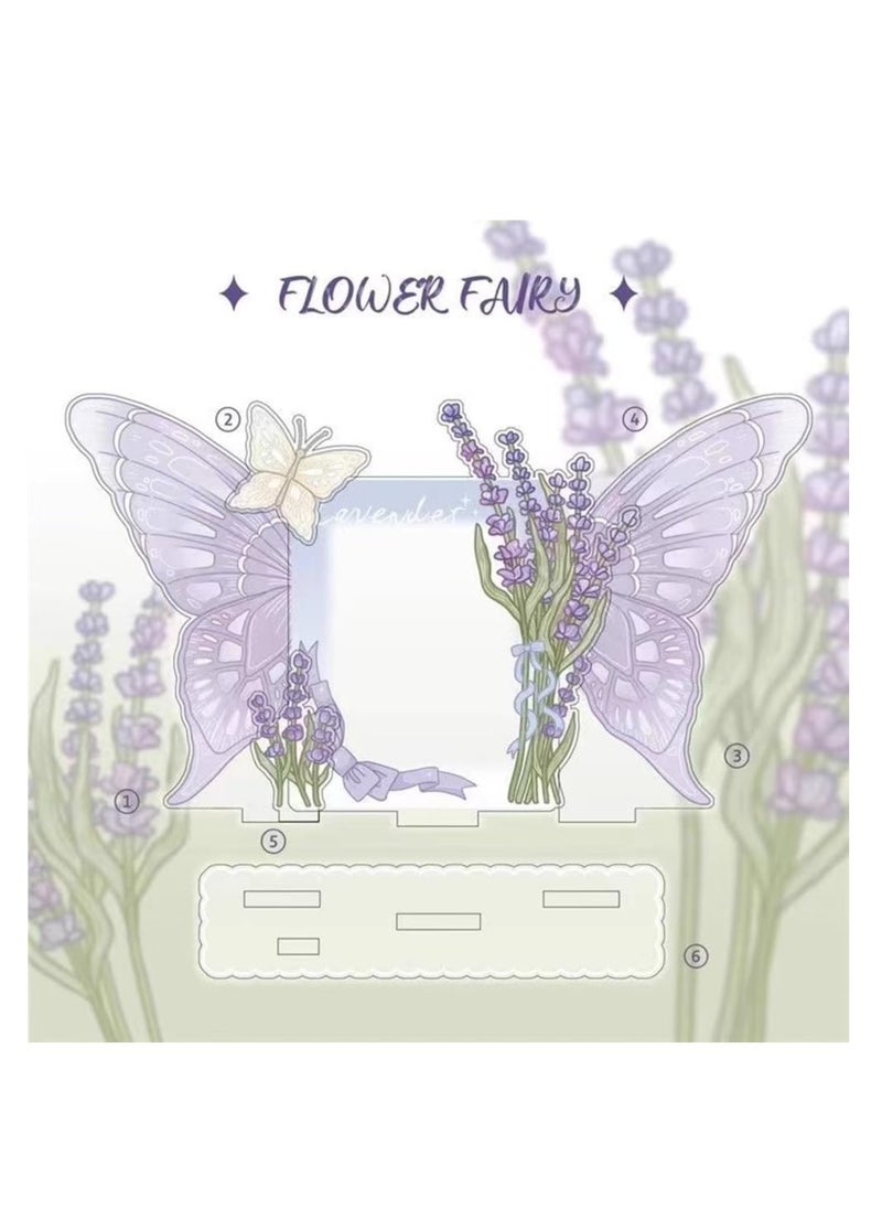 KASTWAVE Detachable Acrylic Kpop Photocard Holder Kpop Photocard Desktop Display Stand with Decorative Accessories Korea Photo Frame Acrylic Idol Star Chasing Standing Frame Purple  - Image 3