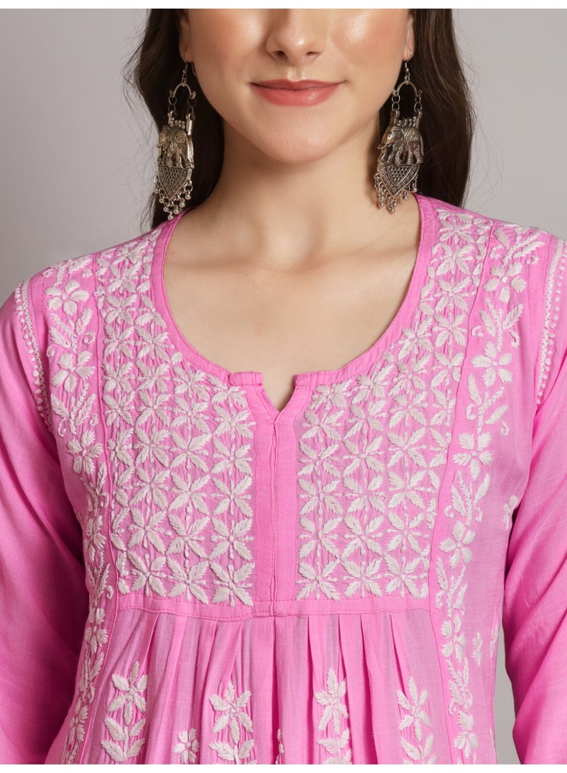 Alaya Women Hand Embroidered Chikankari Cotton Kurta-AL3549 - Image 5