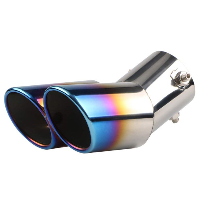 idain Universal Double Outlets Exhaust Pipe 63MM Diameter Exhaust Pipe Trim Stainless Steel Muffler Tip