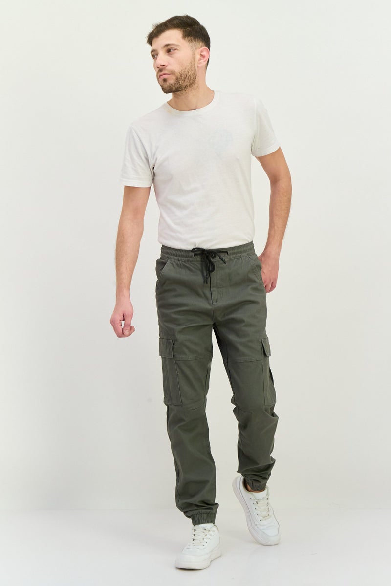 Threadbare Men Stretch Fit Solid Cargo Pants, Grey - Image 4