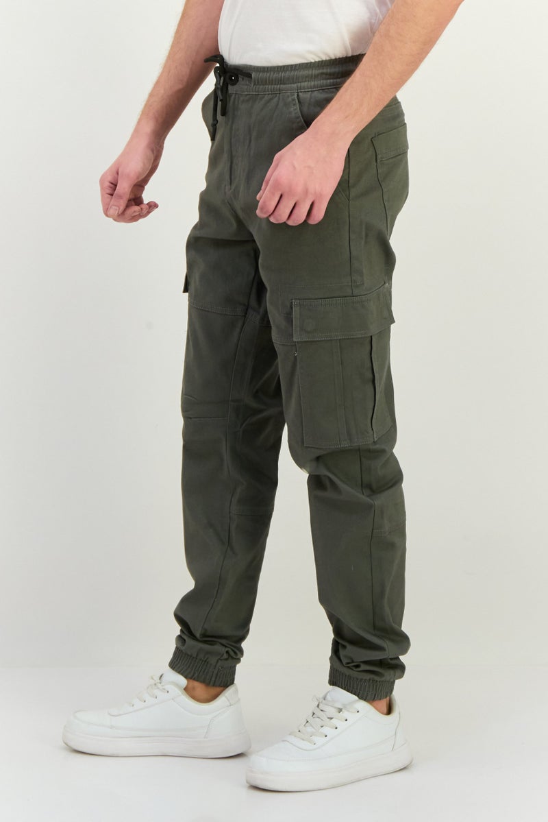 Threadbare Men Stretch Fit Solid Cargo Pants, Grey - Image 2