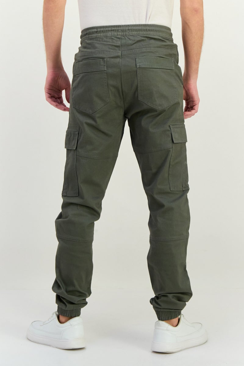 Threadbare Men Stretch Fit Solid Cargo Pants, Grey - Image 3