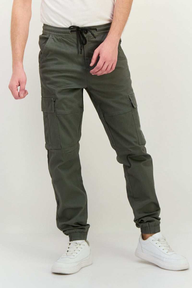 Threadbare Men Stretch Fit Solid Cargo Pants, Grey - Image 1