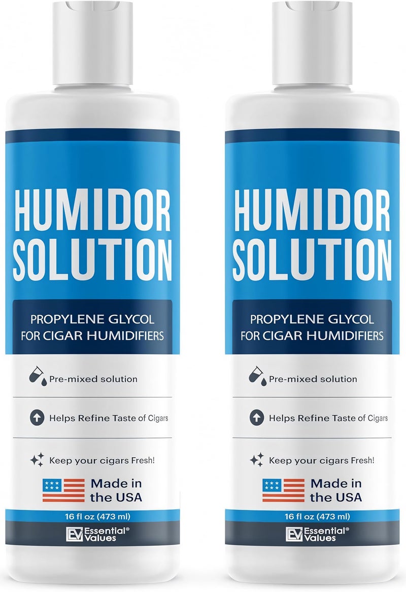 Essential Values Cigar Humidor Solution (2 Pack) 16oz Propylene Glycol Solution (PG Solution) For Humidifiers. Humidor Accessories and Supplies - Image 1