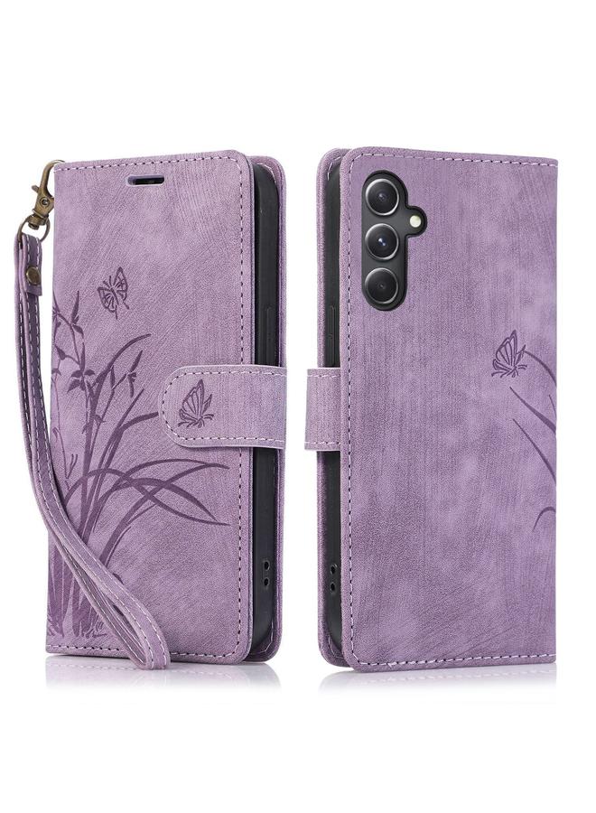 Case For Samsung Galaxy A15 4G Orchid Butterfly Embossed Leather Phone Case