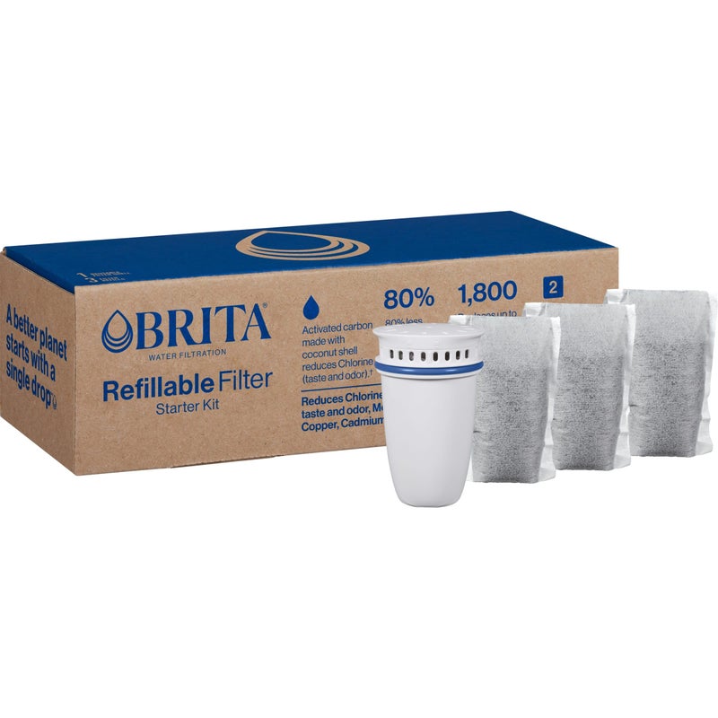 Brita Refillable Filter Starter Kit for Pitchers and Dispensers BPAFree 80 Less Plastic Each Lasts Two Months Includes 1 Shell and 3 Refillable Water Filters - Image 2