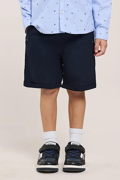 R&B Solid Shorts with Drawstring Waist