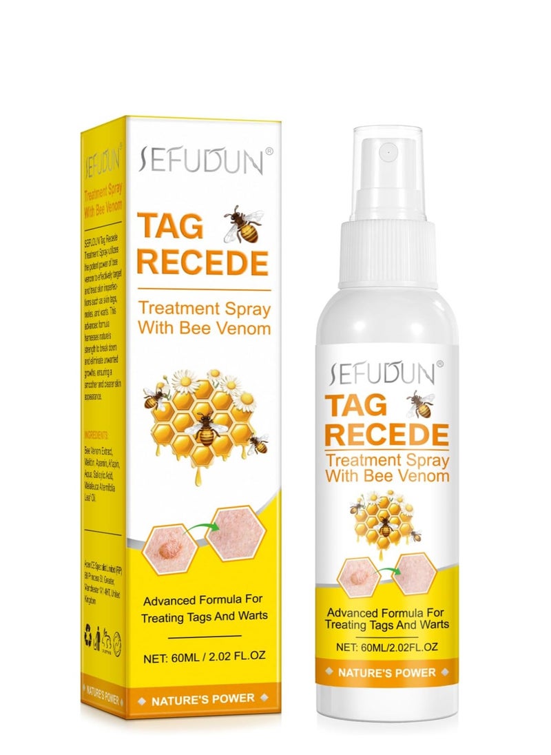 Sefudun 60ml Bee Venom Wart Remover Spray Skin Tag Removal Safe and Painless Clear Skin Tag and Mole Skin Tag Remover for All Skin Types Tag Recede Bee Venom Spray  - Image 1