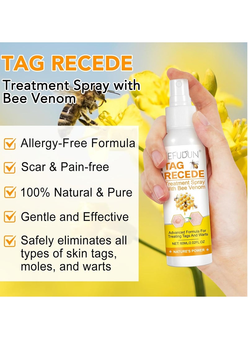 Sefudun 60ml Bee Venom Wart Remover Spray Skin Tag Removal Safe and Painless Clear Skin Tag and Mole Skin Tag Remover for All Skin Types Tag Recede Bee Venom Spray  - Image 2