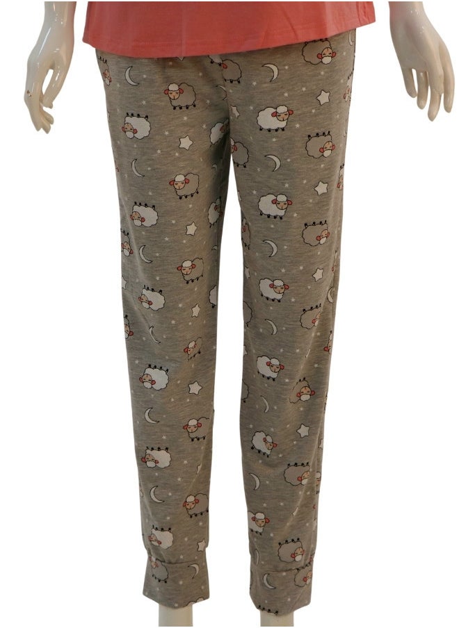 JOANNA - JOANNA Women's Dream Big Print Short Sleeve Shirt & Long Pants Pajama Set, Pink - Image 1