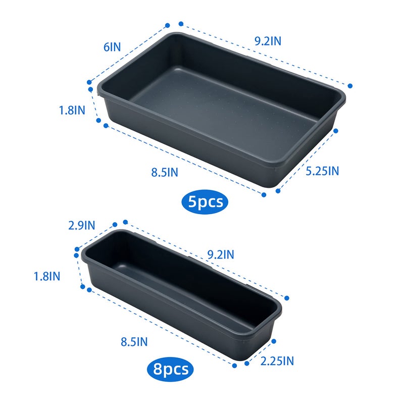 Gonice 13 PCS Drawer Organizer Tray, Interlocking Office Desk Drawer Storage, Black Plastic Organizer Bins for Office Supplies and Tools, Desk Drawer Organizer for Bathroom and Kitchen - Image 2