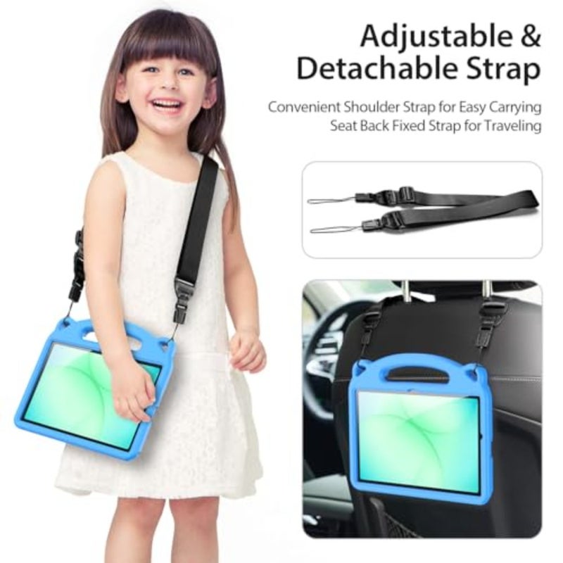 Case for Samsung Galaxy Tab A11+Plus 2025/A9+ 11 Inch 2023, Light Weight Shockproof Case with Shoulder Strap, Handle Kickstand Protective Case for Tab A11+/A9 Plus, Blue - Image 3