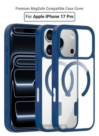 Apple iPhone 17 Pro MagSafe Case Clear/Blue- High Quality Strong Magnet, Wireless Charging Compatible, Shockproof Protection, Ultra Slim Anti-Scratch Magnetic Cover for Apple iPhone 17 Pro