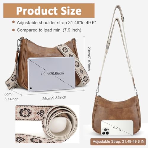 PALAY® Women Satchel Bag Fashion PU Solid Brown Crossbody Bag Sling Bag Shoulder Bag with Woven Embossed Shoulder Strap Casual Daily Satchel Bag - Image 2