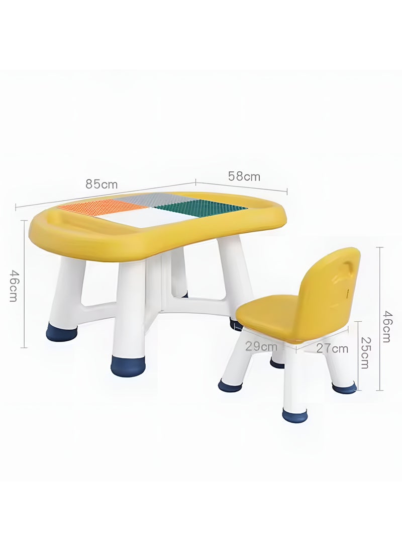 EMZJ - High Quality Children's Kids Mushroom Block Table and Chair with Lego Blocks Set - Image 1