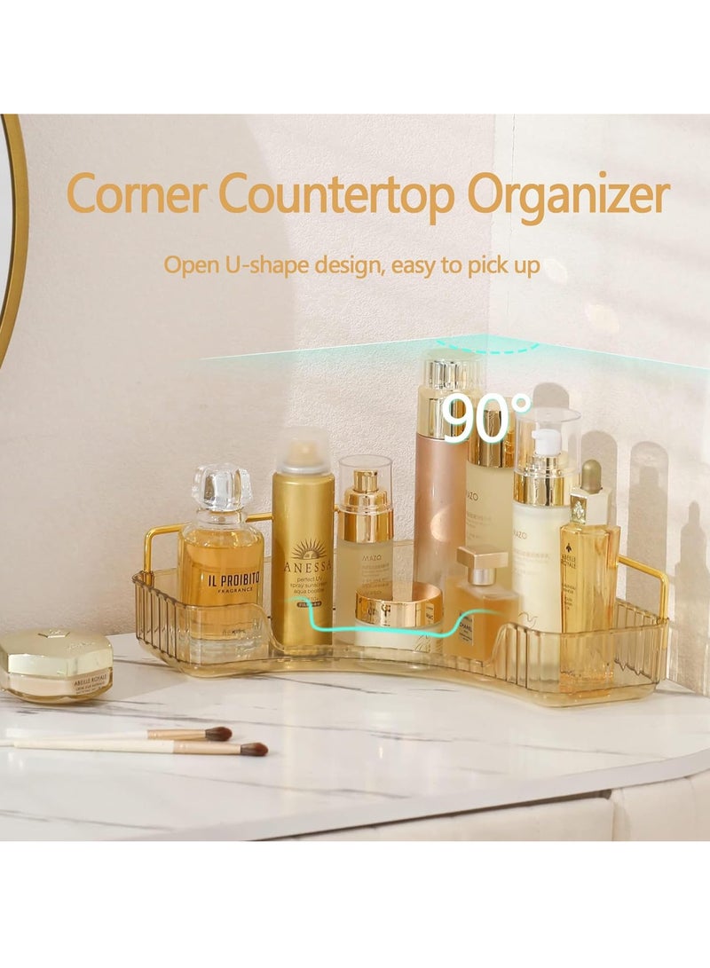 Sharpdo 90° Corner Bathroom Counter Organizer,Vanity Trays for Skincare Makeup Storage Shelf,Perfume and Cosmetic Dresser Organizer,Countertop,Kitchen Spice Rack - Image 5