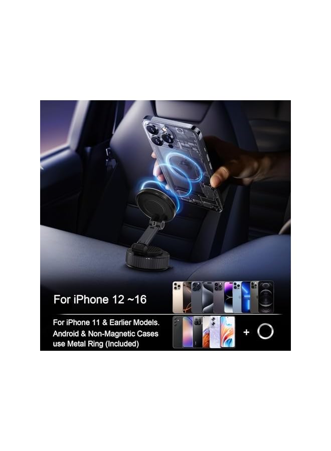 Green Tiger Magnetic Phone Charger Holder for Car, 360° Adjustable Vacuum Magnetic Phone Holder, Foldable Retractable Suction Cup Car Mount for Magsafe for Car/Gym/Mirror Mount for i-Phone & Android - Image 5