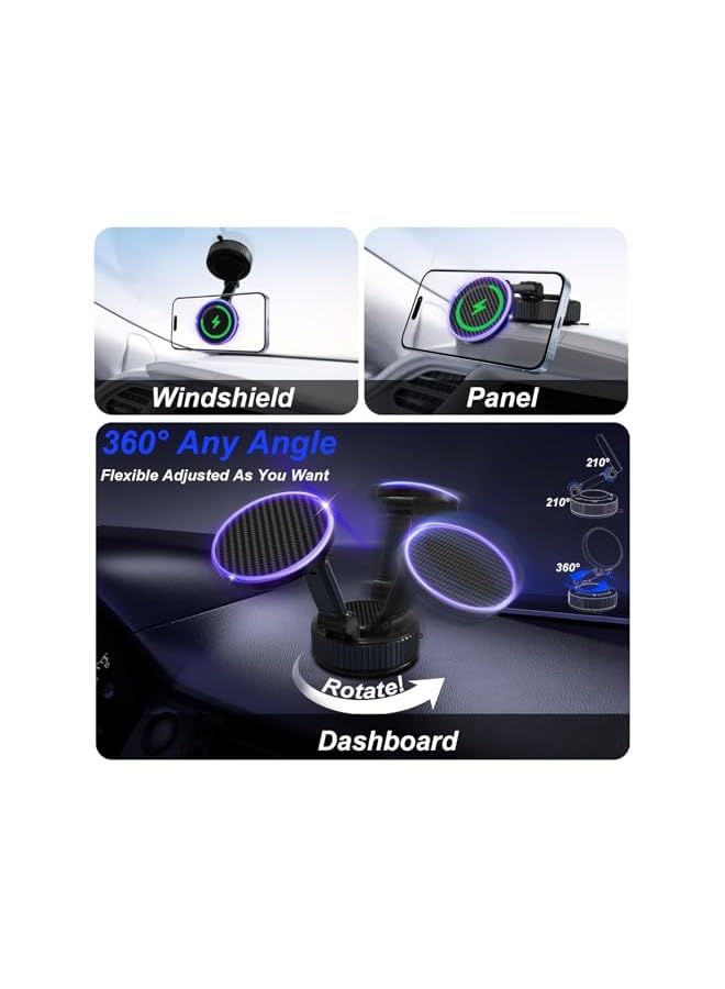 Green Tiger Magnetic Phone Charger Holder for Car, 360° Adjustable Vacuum Magnetic Phone Holder, Foldable Retractable Suction Cup Car Mount for Magsafe for Car/Gym/Mirror Mount for i-Phone & Android - Image 3