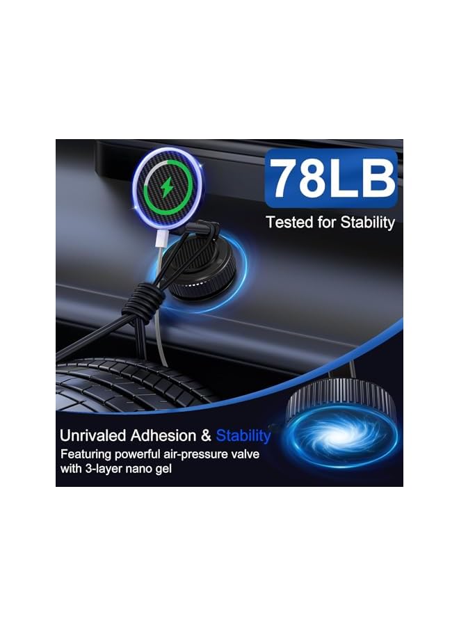 Green Tiger Magnetic Phone Charger Holder for Car, 360° Adjustable Vacuum Magnetic Phone Holder, Foldable Retractable Suction Cup Car Mount for Magsafe for Car/Gym/Mirror Mount for i-Phone & Android - Image 4