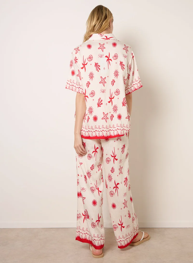 Blue Vanilla Co-Ord Set With Marine-Inspired Print