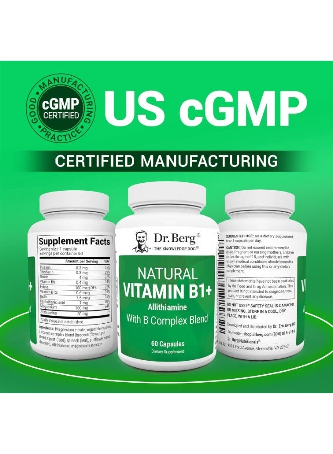 Dr. Bergs Nutritionals Natural Vitamin B1+ Allithiamine with B Complex Blend, 60 Capsules - Image 2