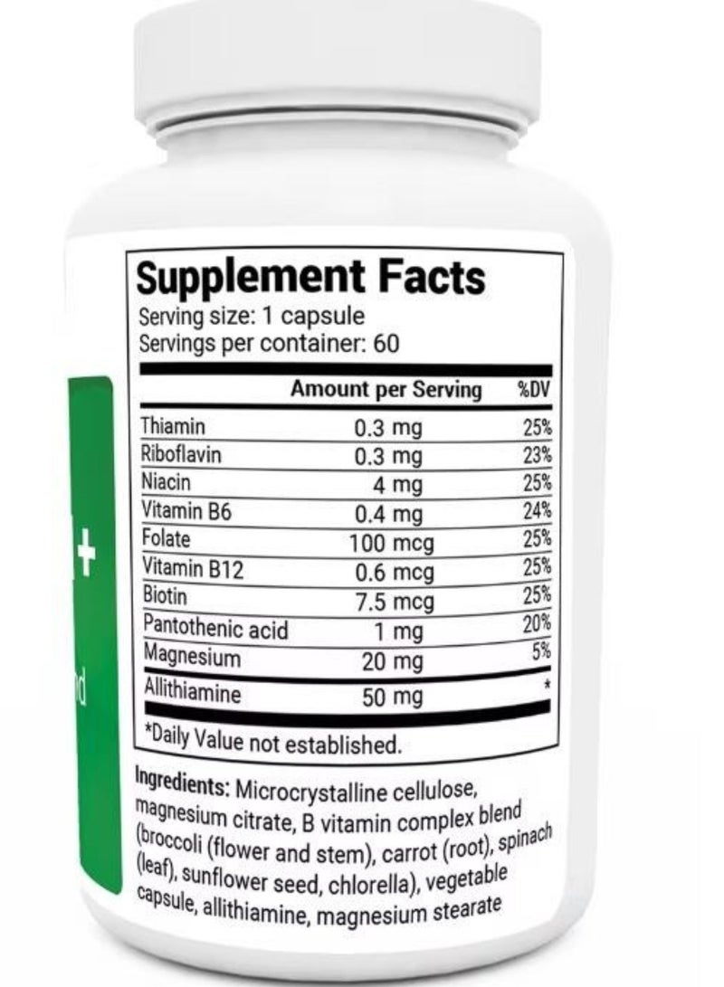 Dr. Bergs Nutritionals Natural Vitamin B1+ Allithiamine with B Complex Blend, 60 Capsules - Image 4