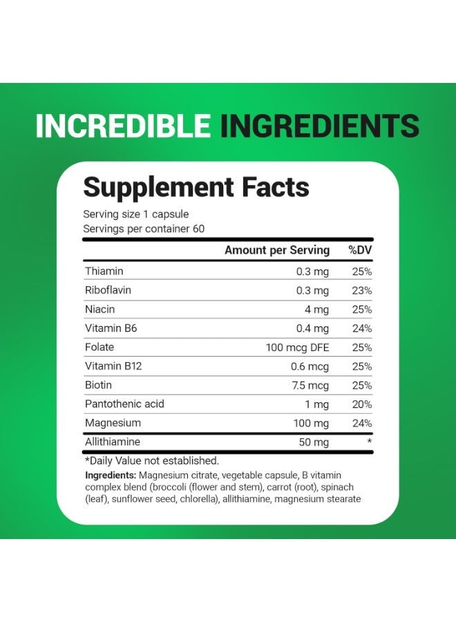 Dr. Bergs Nutritionals Natural Vitamin B1+ Allithiamine with B Complex Blend, 60 Capsules - Image 3