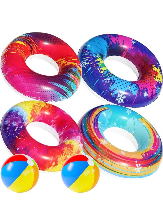 Parentswell 6Pcs Big Pool Floats Tubesparentswell Pool Floats Inflatable Pool Float Swimming Rings Pool Floaties Party Toys For Kids Adults Toddlers - Image 1