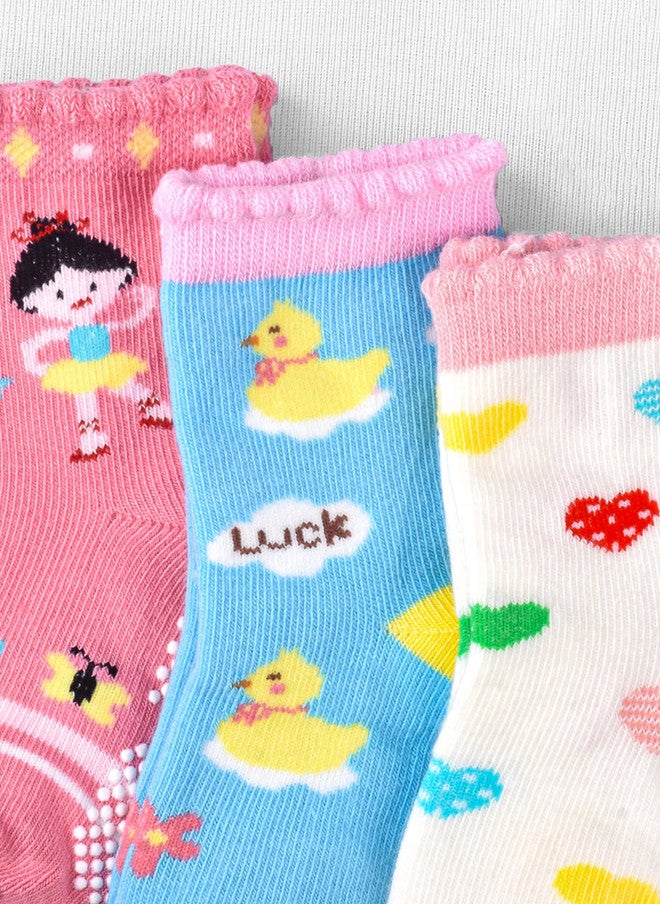 FOOTPRINTS Moms Home Infants Pack Of 3 Patterned Cotton Anti-Skid Ankle Length Socks - Image 4
