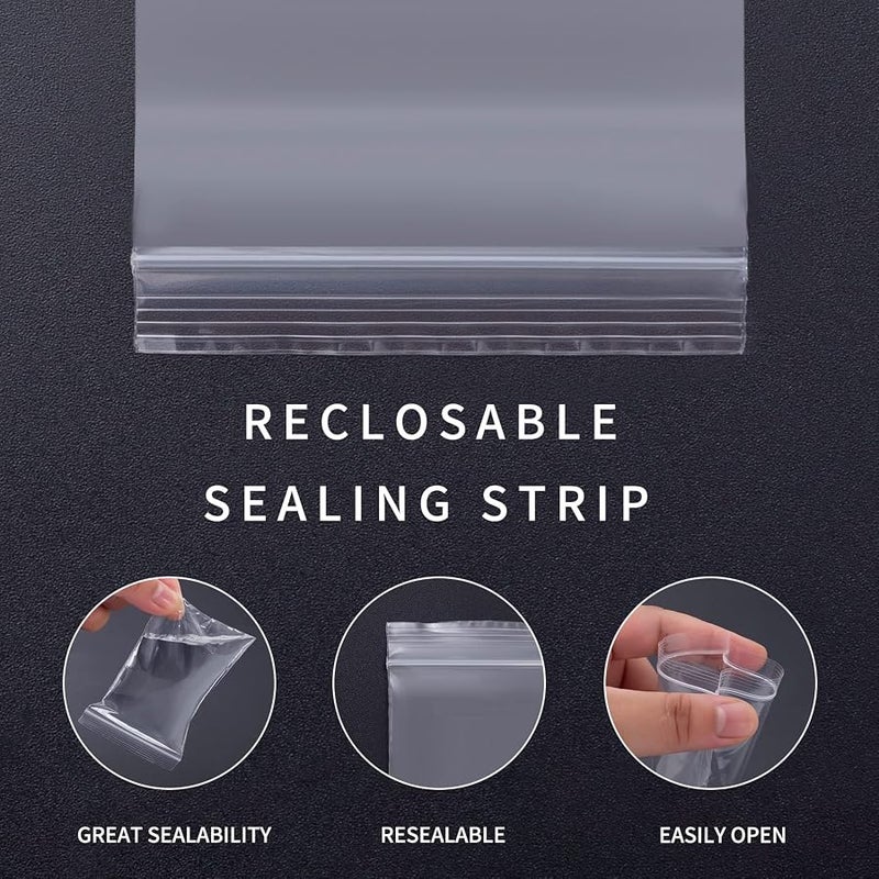 WOW DING Small Plastic Bags, 300 PCS Mini Baggies, 3 Assorted Sizes, Transparent Jewelry Bags Reclosable, Clear Zip lock Bags, Resealable Poly Bags for Pill, Beads, Screws, Packaging - Image 3