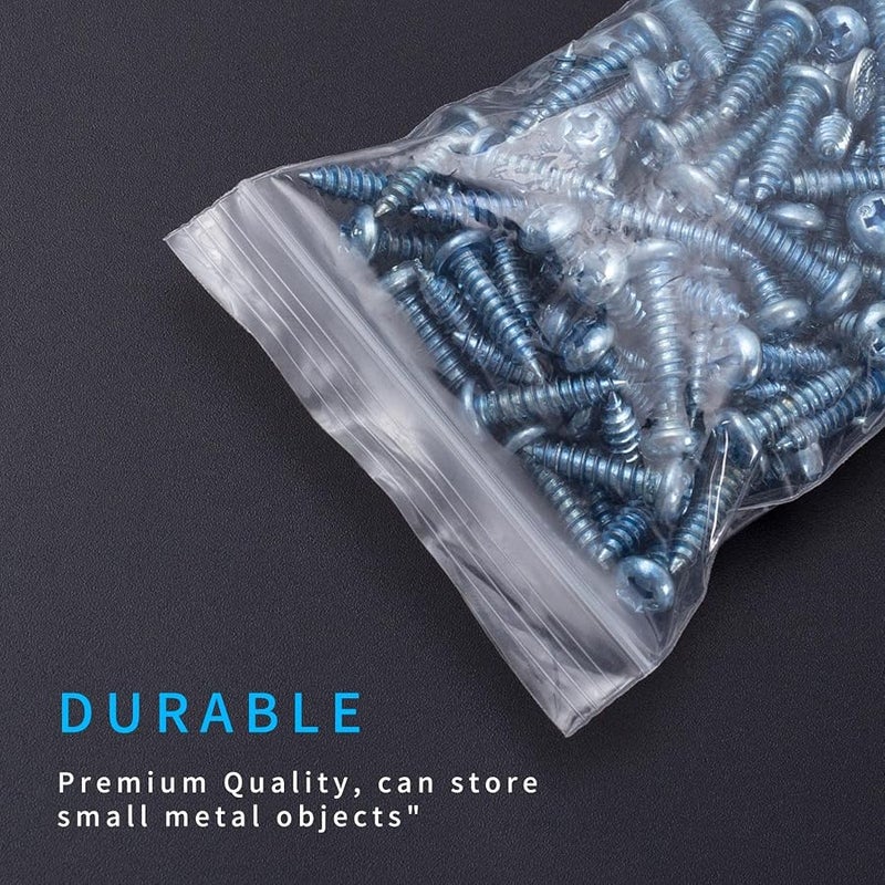WOW DING Small Plastic Bags, 300 PCS Mini Baggies, 3 Assorted Sizes, Transparent Jewelry Bags Reclosable, Clear Zip lock Bags, Resealable Poly Bags for Pill, Beads, Screws, Packaging - Image 5