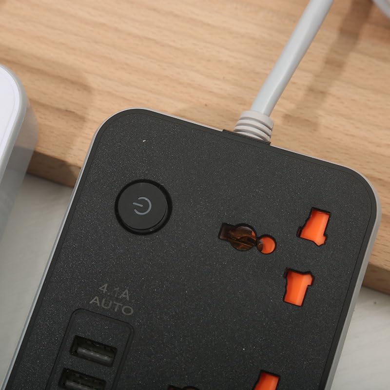 NOJTI لوح تمديد، شريط كهربائي بـ 6 منافذ USB و٣ منافذ عامة، كابل تمديد بقدرة 2500 واط وجهد 10 أمبير، شريط كهربائي مزود بحامي من الصدمات الكهربائية ثلاثي الأطراف للاستخدام المنزلي والمكتبي وأجهزة الكمبيوتر وشحن الهواتف المحمولة (لون أبيض - Z64) - Image 5