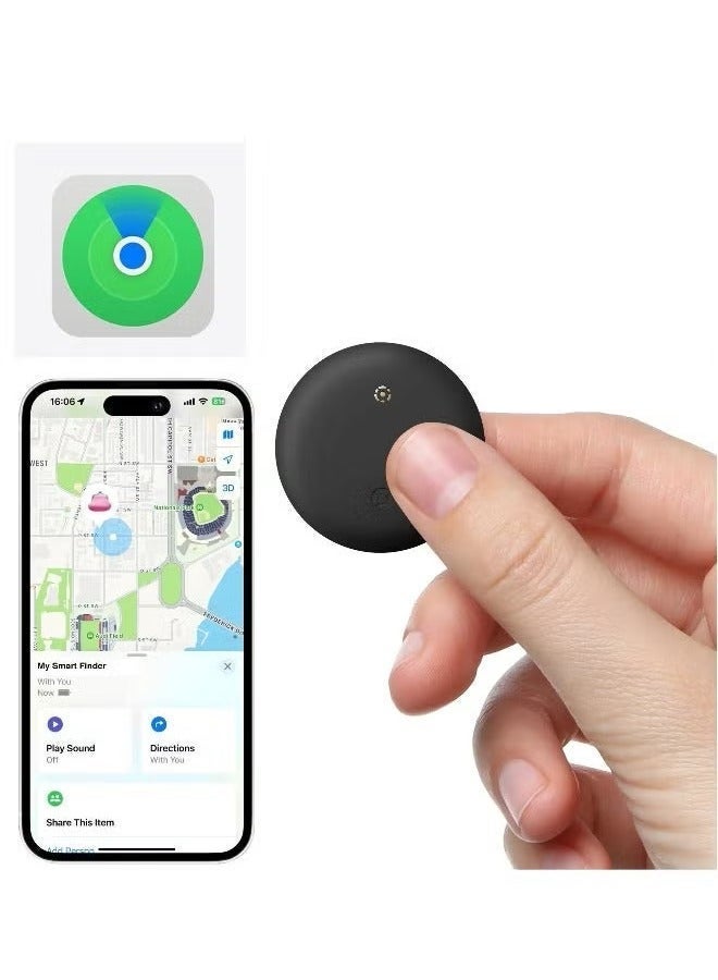 XQOOPS Smart Tracker Item Finder for Apple Find My (iOS Only), Super MINI Size Key Finder Item Locator for Luggage,Wallet,Bicycle and More, IPX6 Waterproof Works Like Apple Airtag(Black-1 Pack) - Image 1