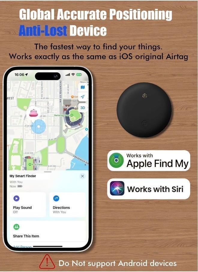 XQOOPS Smart Tracker Item Finder for Apple Find My (iOS Only), Super MINI Size Key Finder Item Locator for Luggage,Wallet,Bicycle and More, IPX6 Waterproof Works Like Apple Airtag(Black-1 Pack) - Image 2