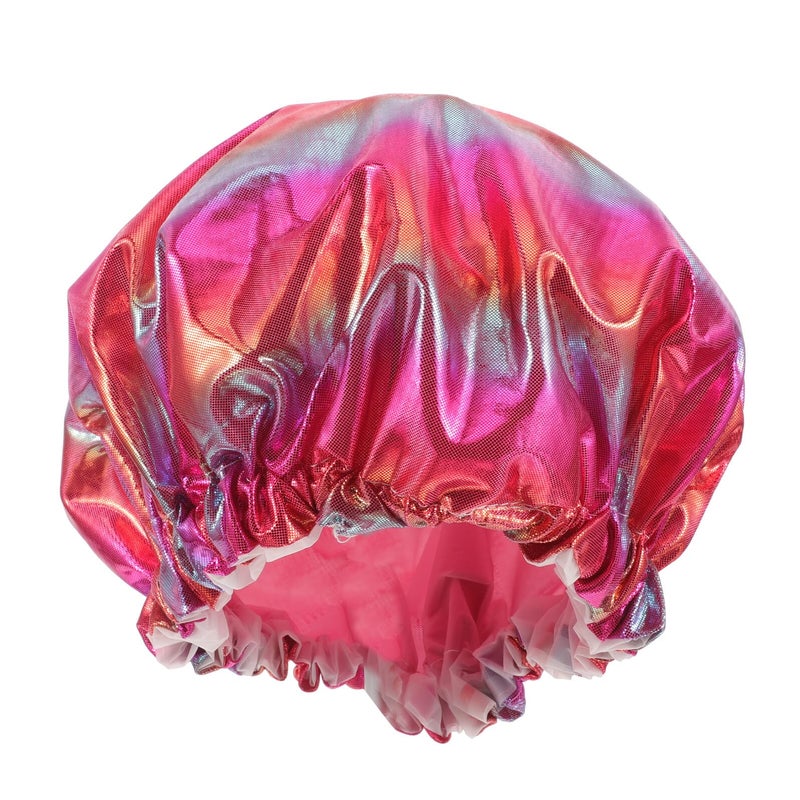 Extra Large Waterproof Shower Cap For Women Double Layer Reusable Bathing Hat With Elastic Band Rainbow Colors - Image 2