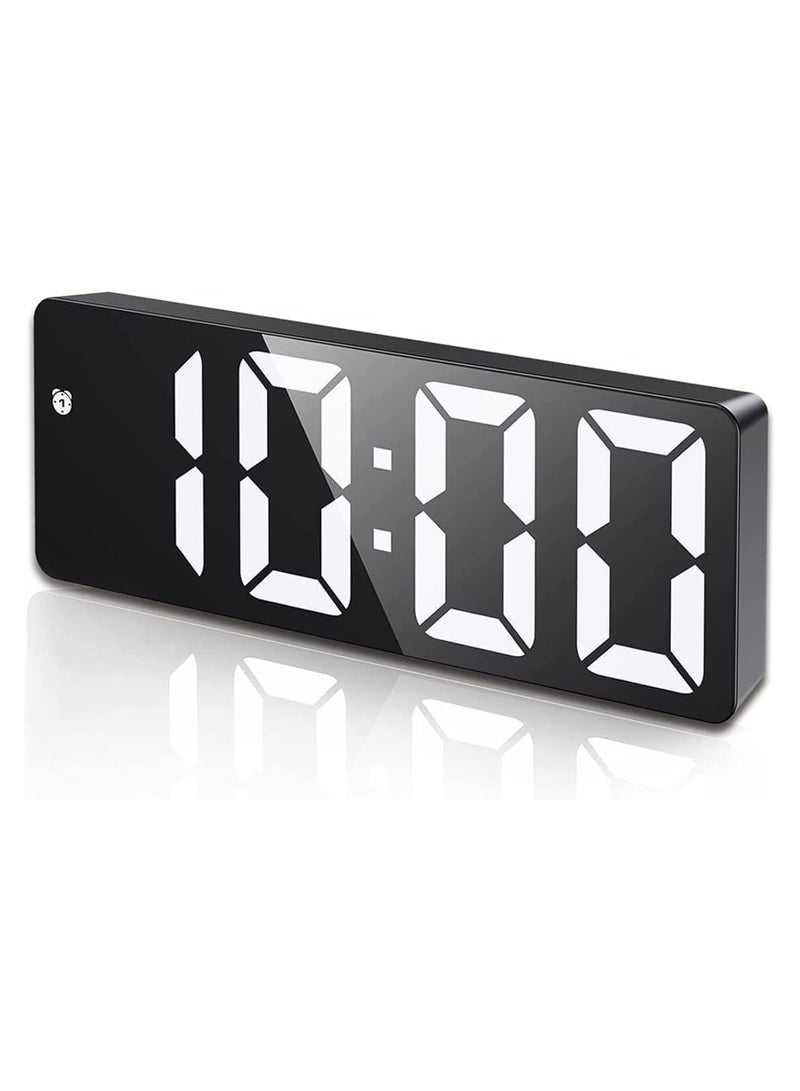 ساعة الإنذار الرقمية بالدايود الذكي: ضوء ليلي كهربائي مع 3 سطوع قابل للضبط، ساعة مكتب التحكم في الصوت مع عرض التاريخ/الشهر/درجة الحرارة، مع USB/بطارية تعمل لغرفة النوم المنزلية - Image 1